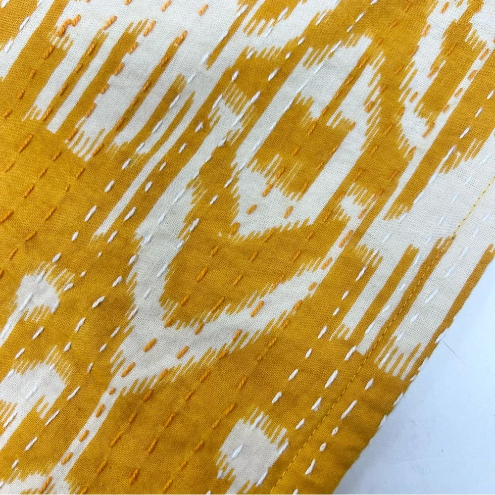 Pottery Barn Square Embroidered Ikat Pattern Pillow Cover 20” x 20” Gold & White